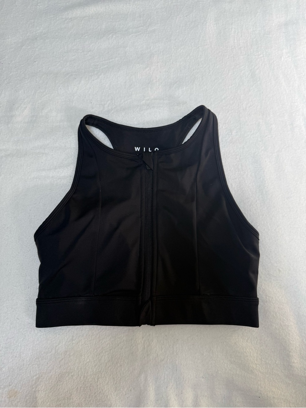 WILO Black Front-Zip Sports Bra